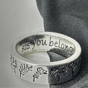 Engraved Silver Ring with Floral Design